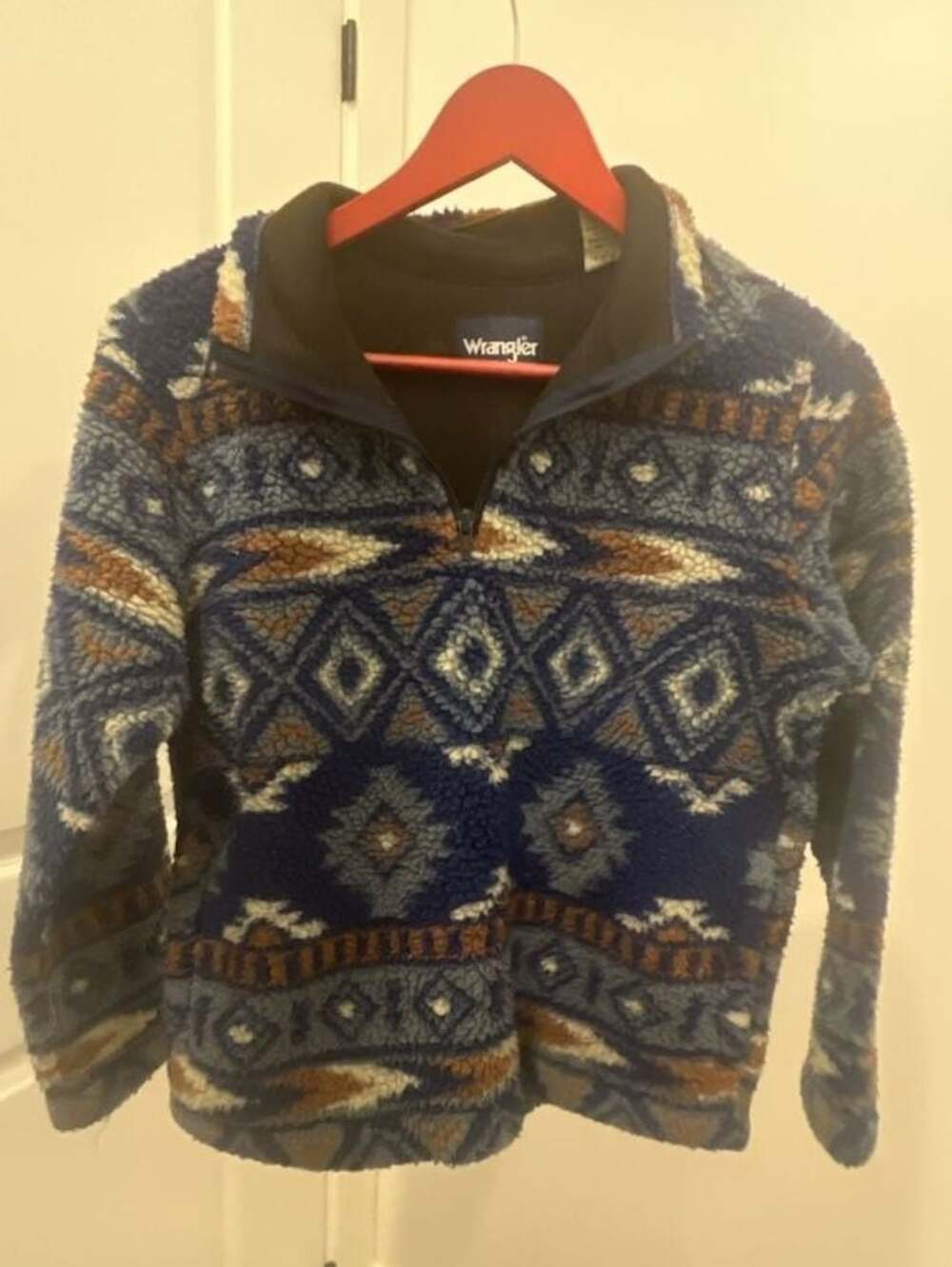 Wrangler 1/4 Zip Sherpa Fleece Pullover Size L/G Aztec Print